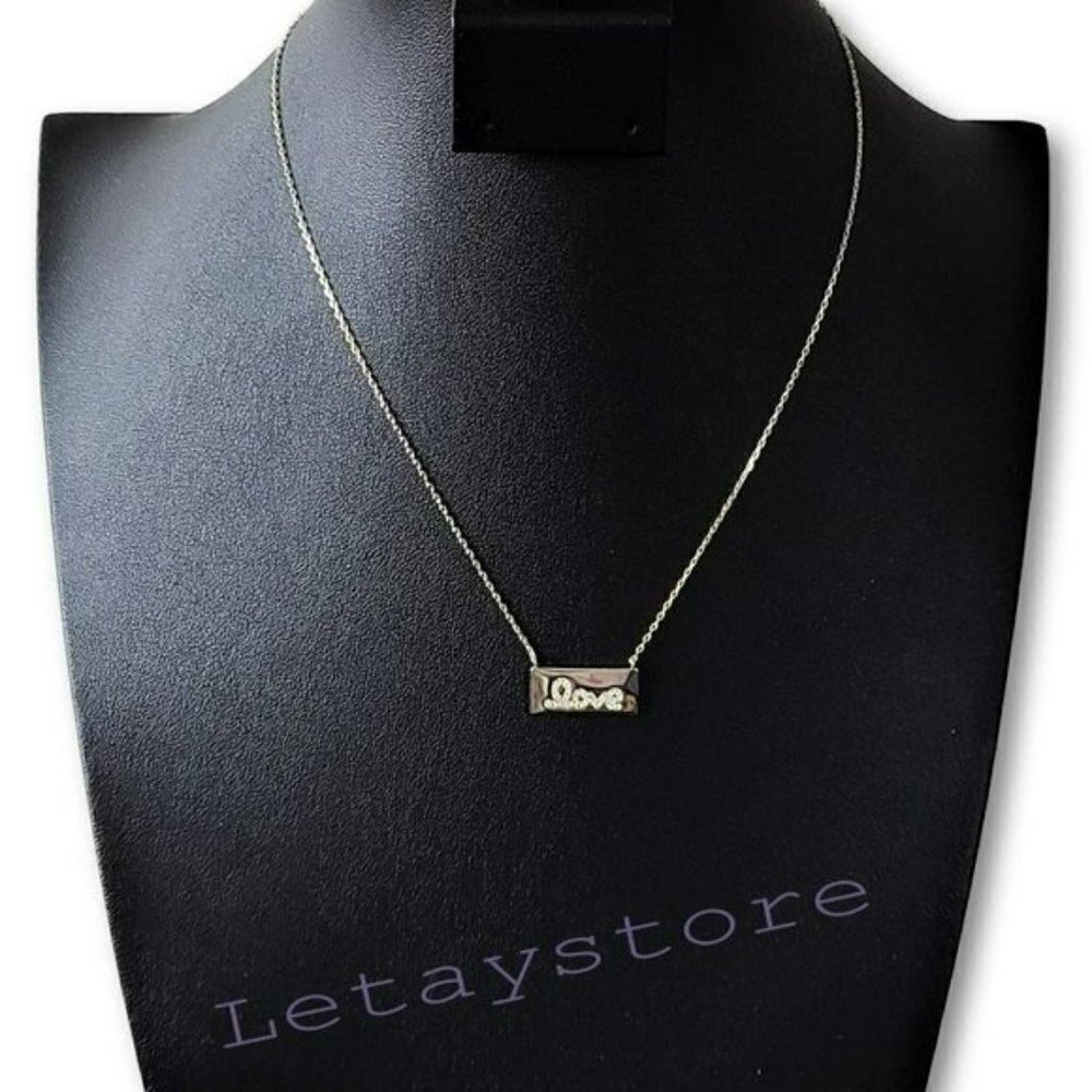 NWT STELLA PICCIOTTO 14k Gold Plated Cubic Zirconia Love Necklace